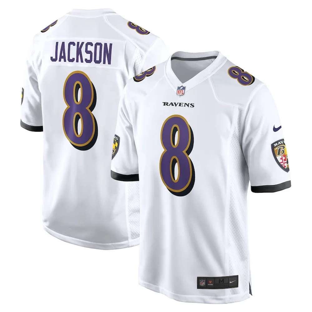 Lamar Jackson 8 Baltimore Ravens Game Jersey – White