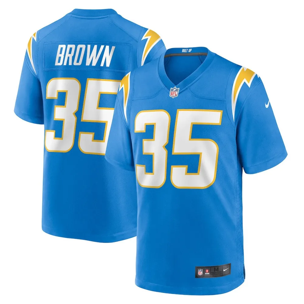 Leddie Brown Los Angeles Chargers Player Game Jersey – Powder Blue