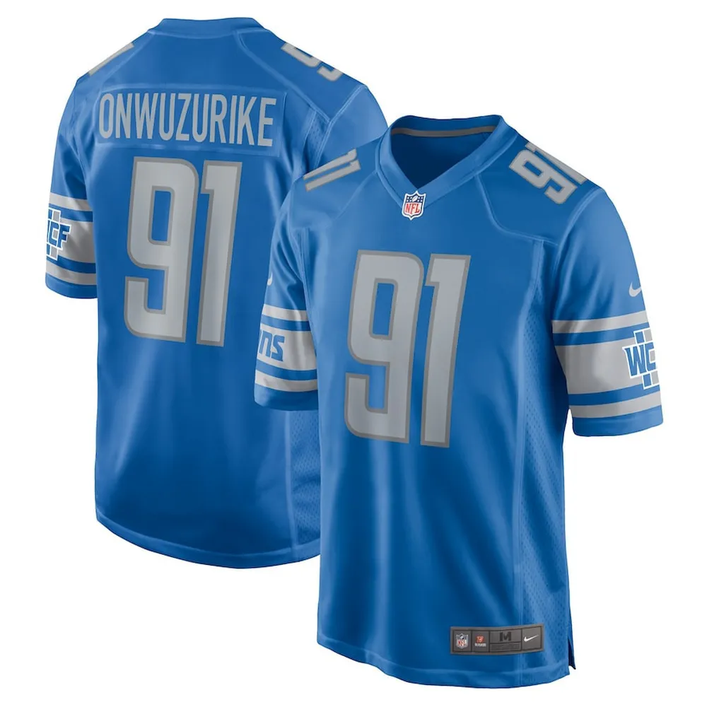 Levi Onwuzurike 91 Detroit Lions Men’s Game Jersey – Blue