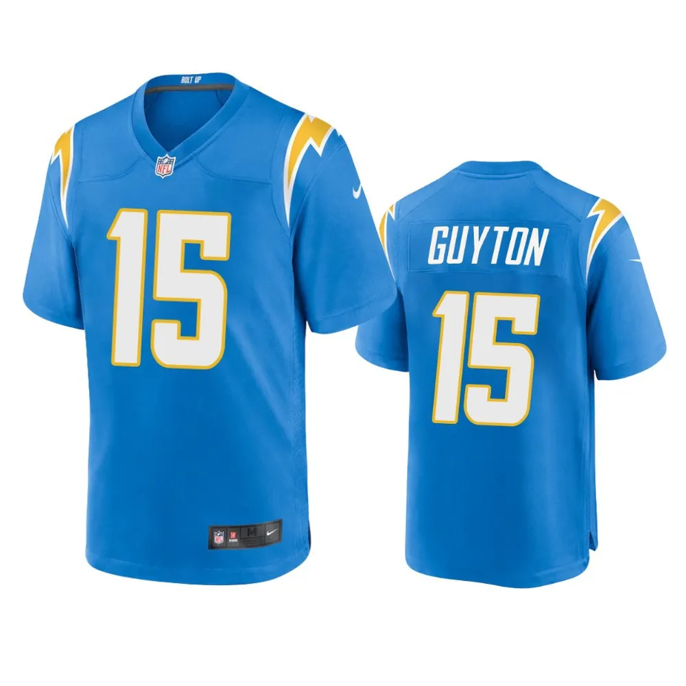 Los Angeles Chargers Jalen Guyton 15 Powder Blue Game Jersey