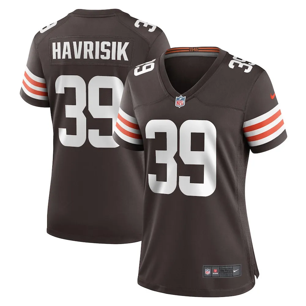 Lucas Havrisik 39 Cleveland Browns Women Team Game Jersey – Brown