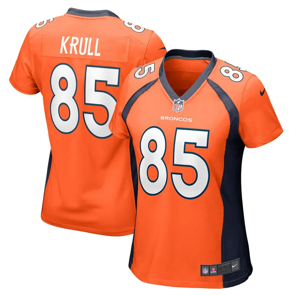 Lucas Krull 85 Denver Broncos Women’s Team Game Jersey – Orange