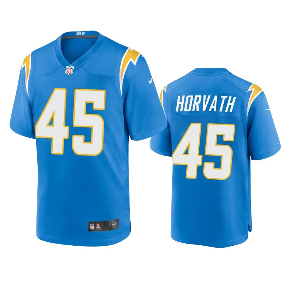 Los Angeles Chargers Zander Horvath 45 Powder Blue Game Jersey