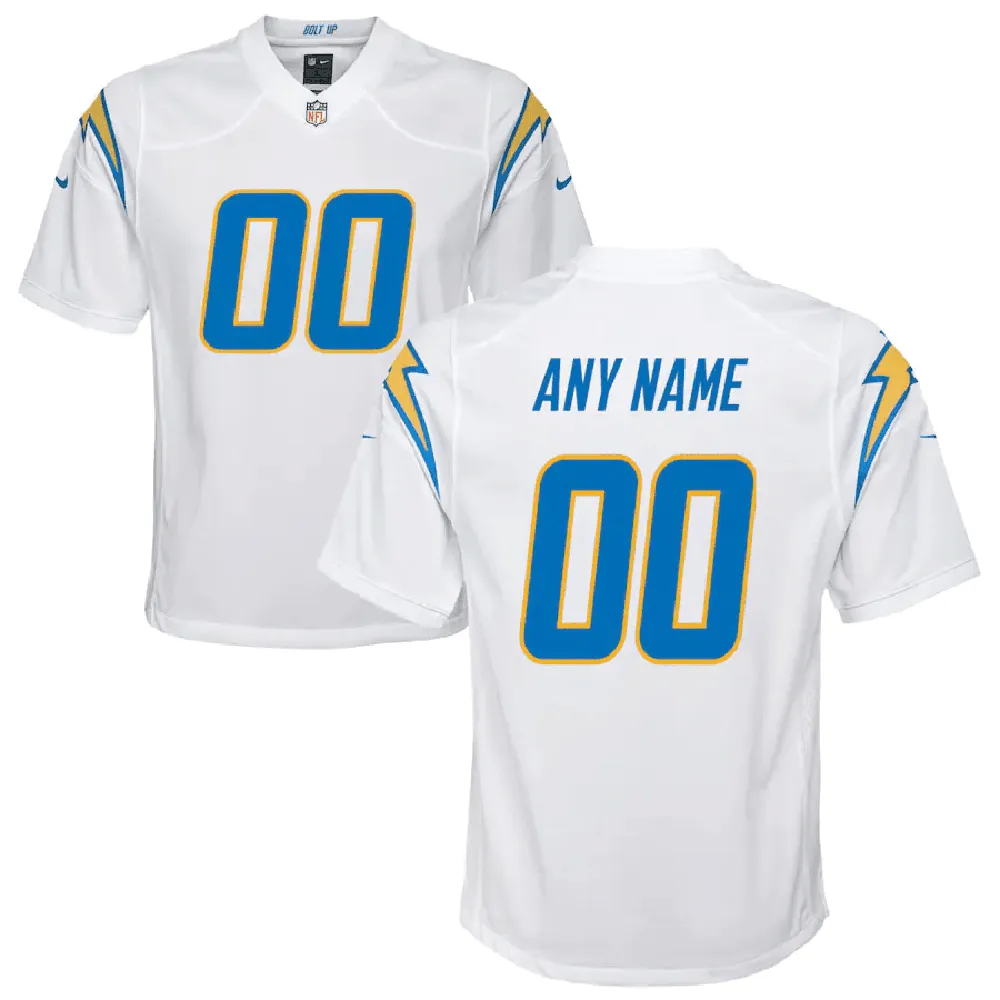 Los Angeles Chargers Youth Custom 00 Game Jersey – White