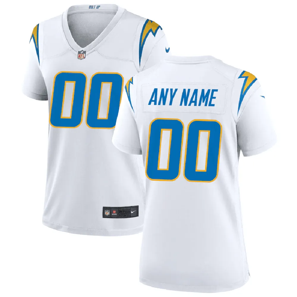 Los Angeles Chargers Women’s Custom 00 Game Jersey – White