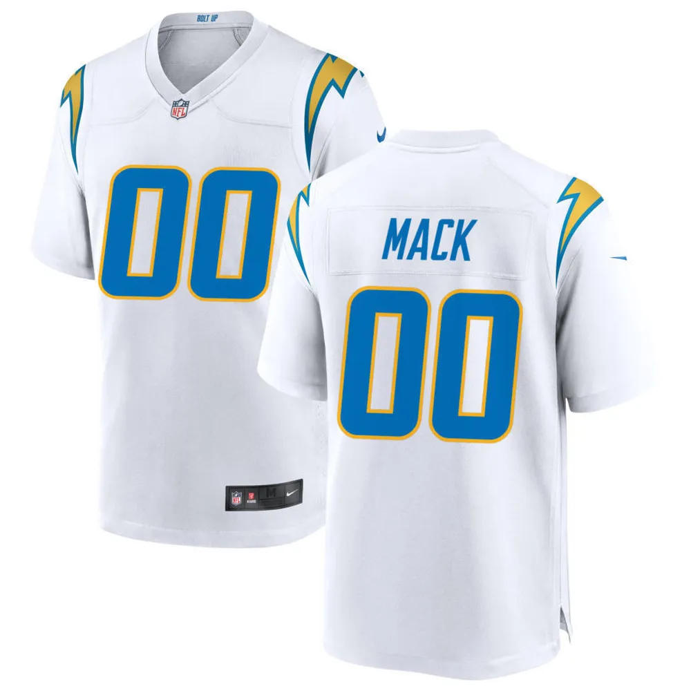 Los Angeles Chargers Khalil Mack Custom Number 00 White Alternate Game Jersey