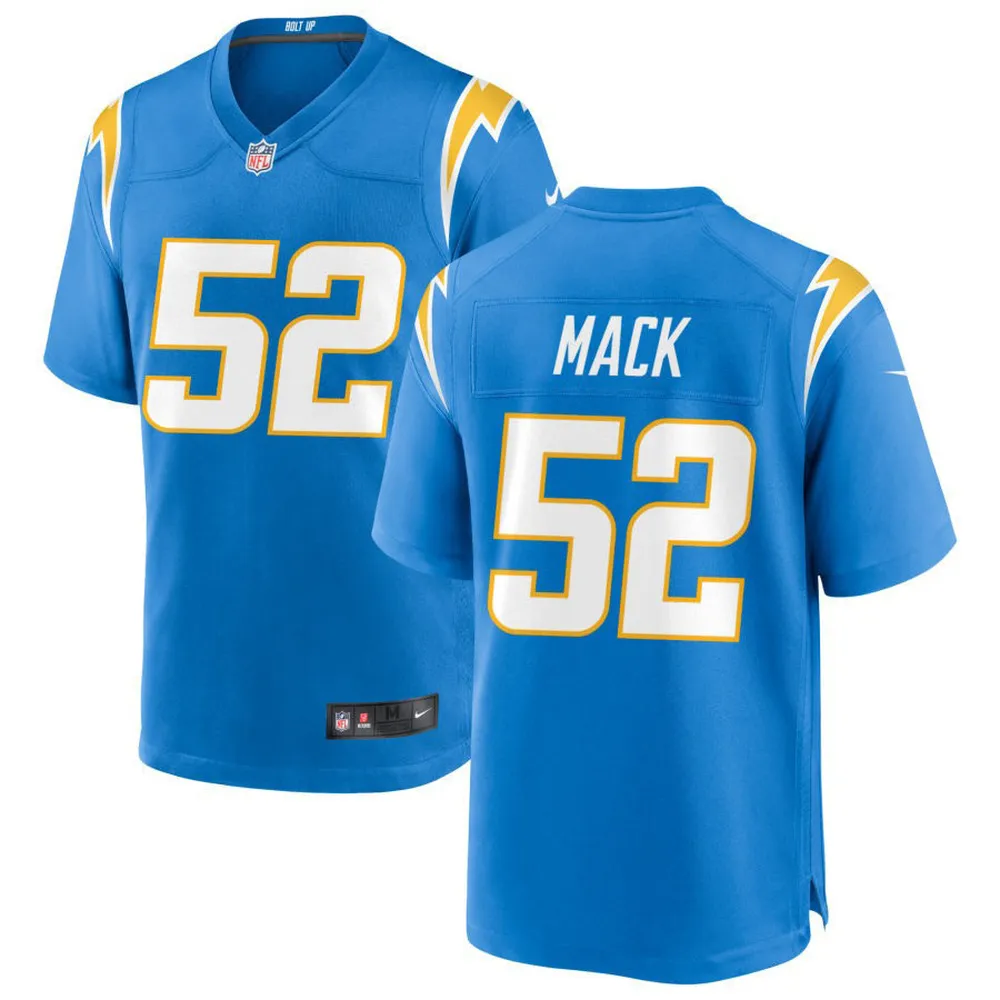 Los Angeles Chargers Khalil Mack 52 Game Jersey – Powder Blue Jersey