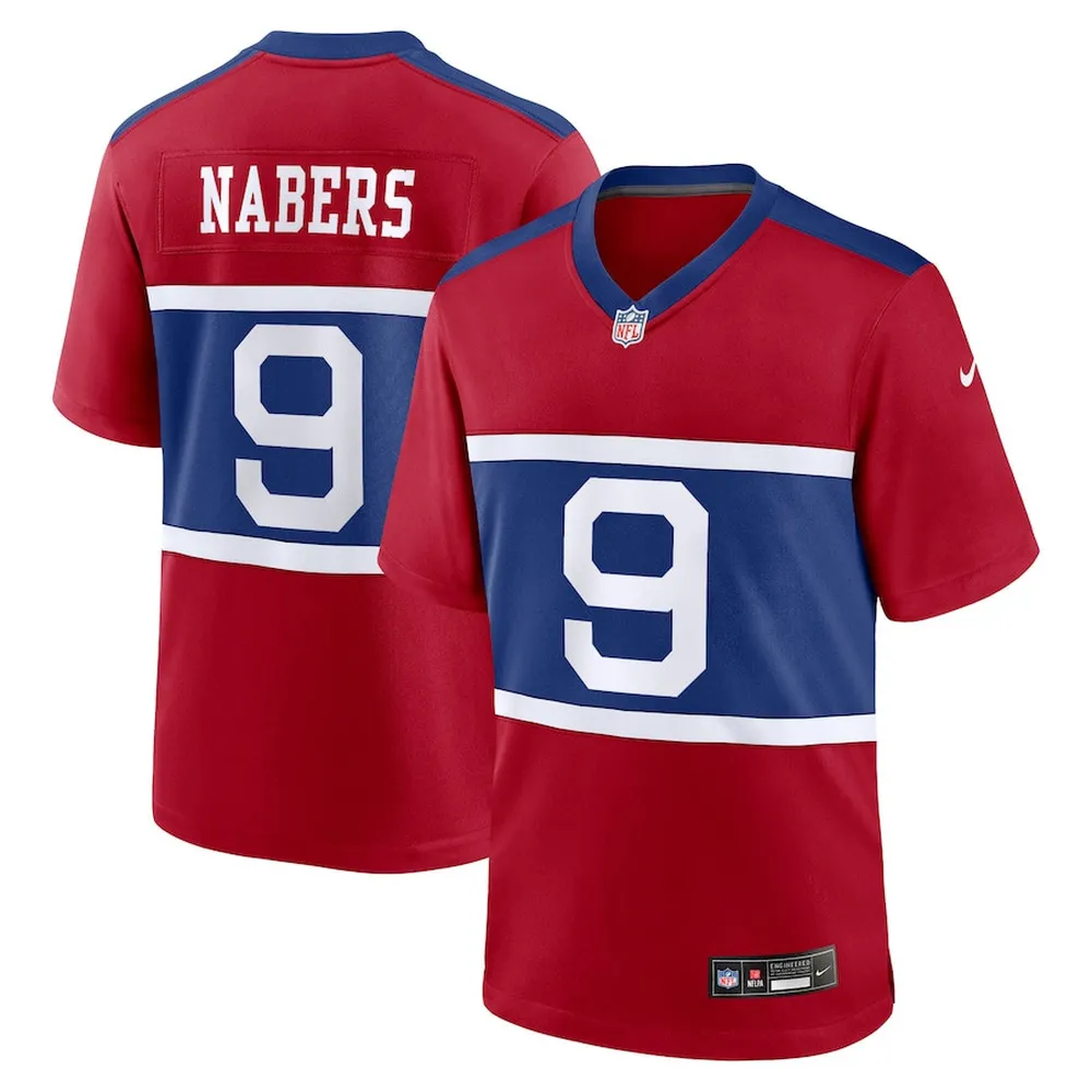 Malik Nabers 9 New York Giants Alternate Player Game Jersey – Century Red