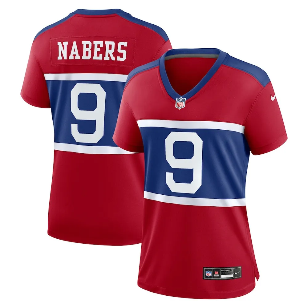 Malik Nabers 9 New York Giants Women’s Alternate Player Game Jersey – Century Red