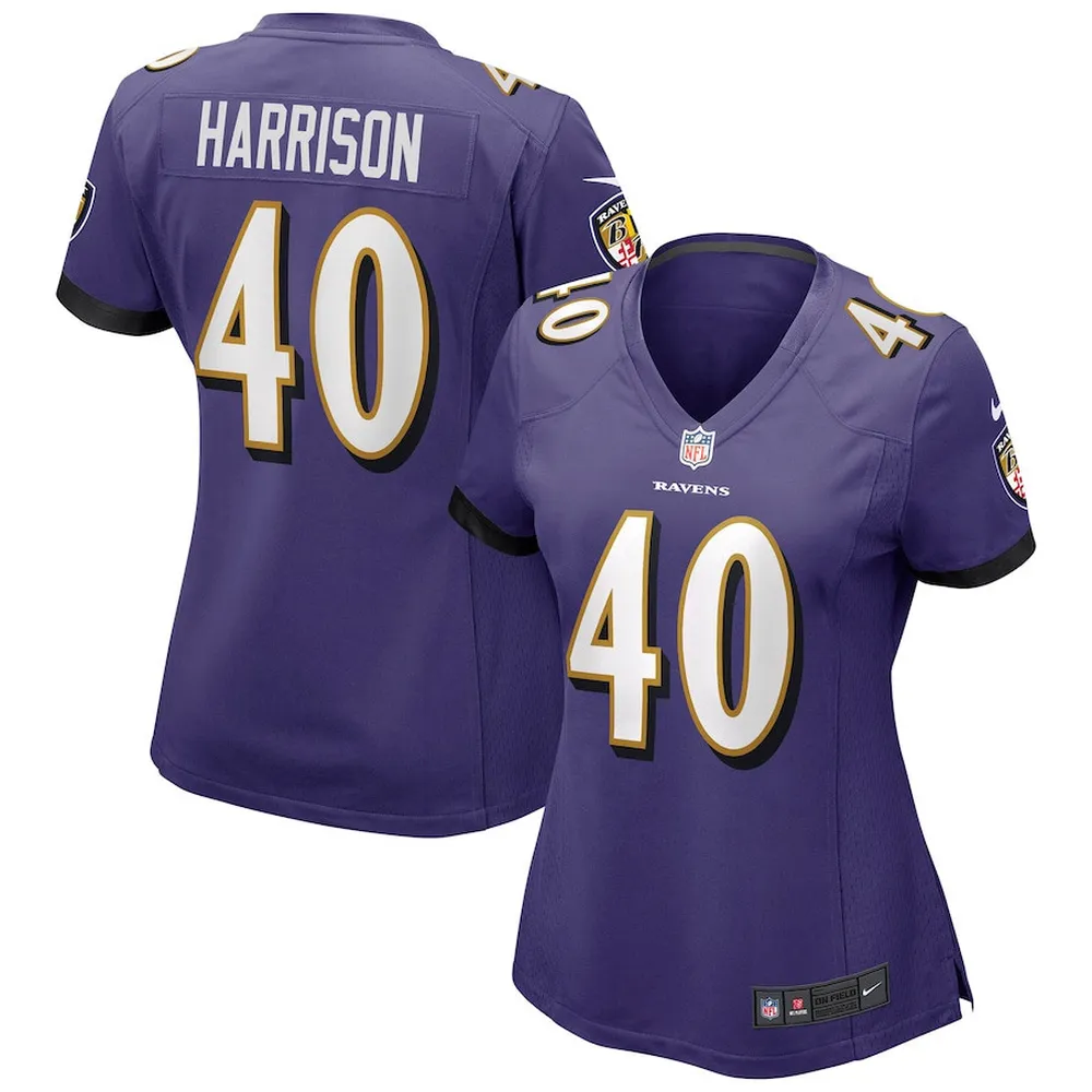 Malik Harrison 40 Baltimore Ravens Women’s Game Jersey – Purple