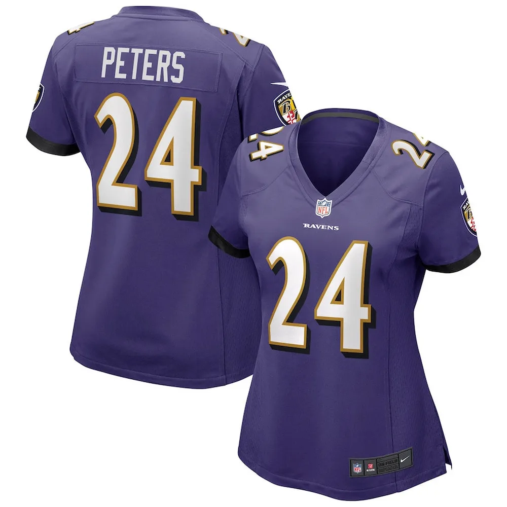 Marcus Peters 24 Baltimore Ravens Women’s Game Jersey – Purple