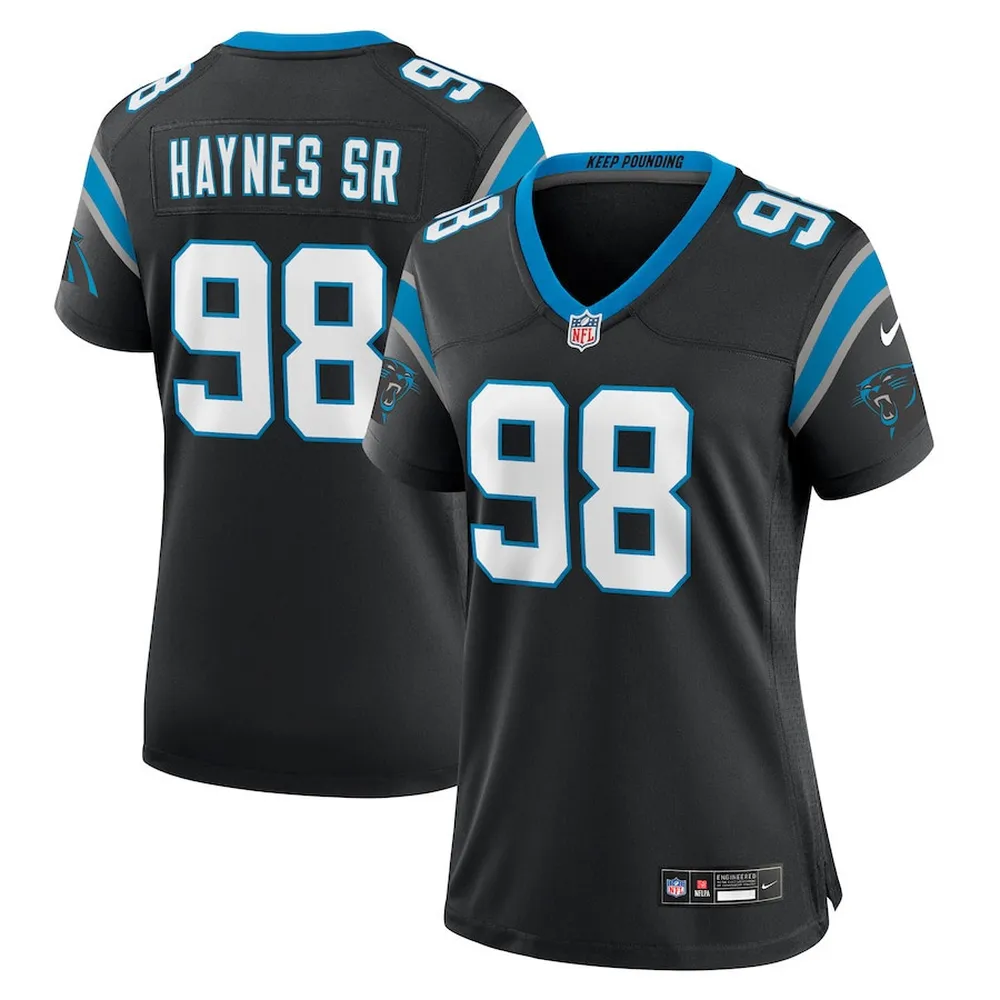 Marquis Haynes Sr. 98 Carolina Panthers Women’s Team Game Jersey – Black