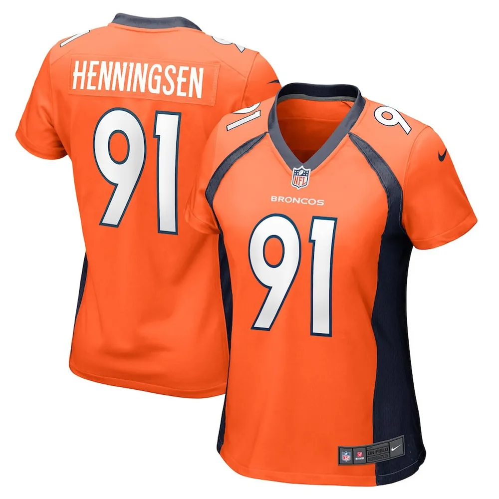 Matt Henningsen 91 Denver Broncos Women’s Game Jersey – Orange