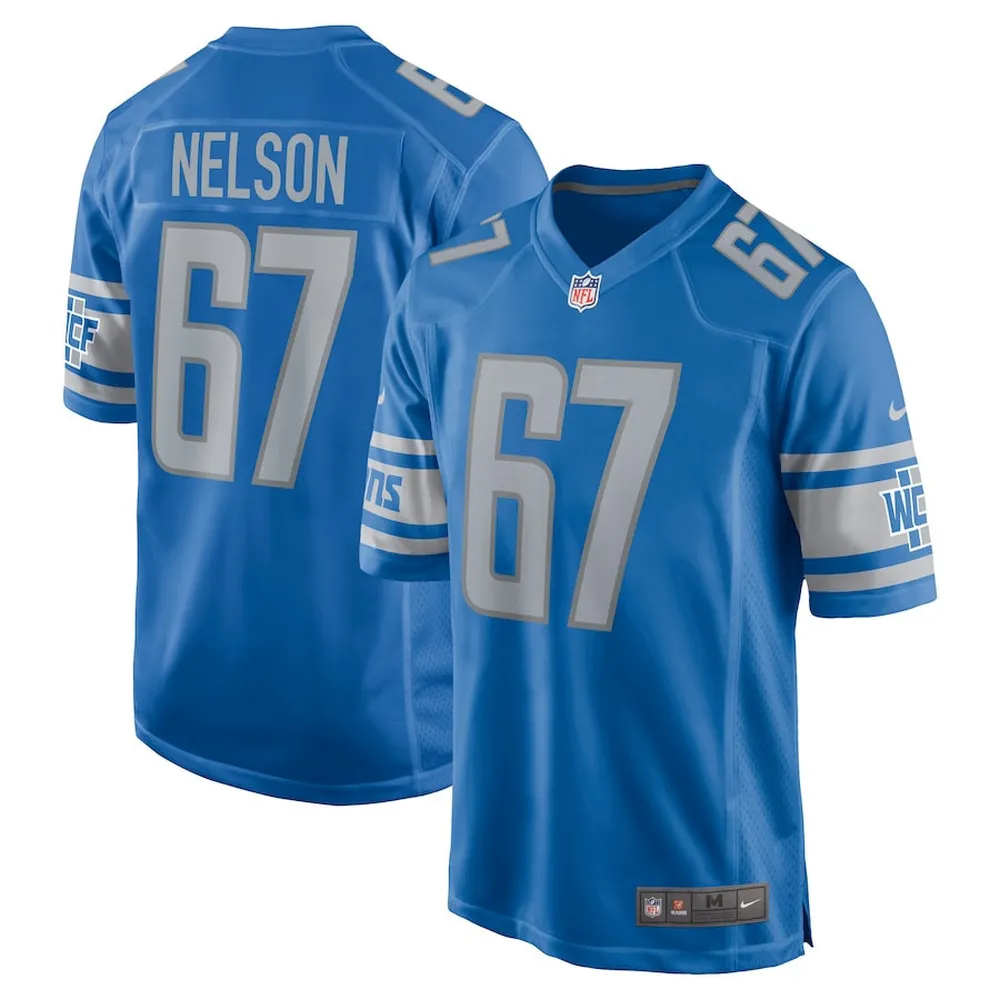 Matt Nelson 67 Detroit Lions Men Game Jersey – Blue