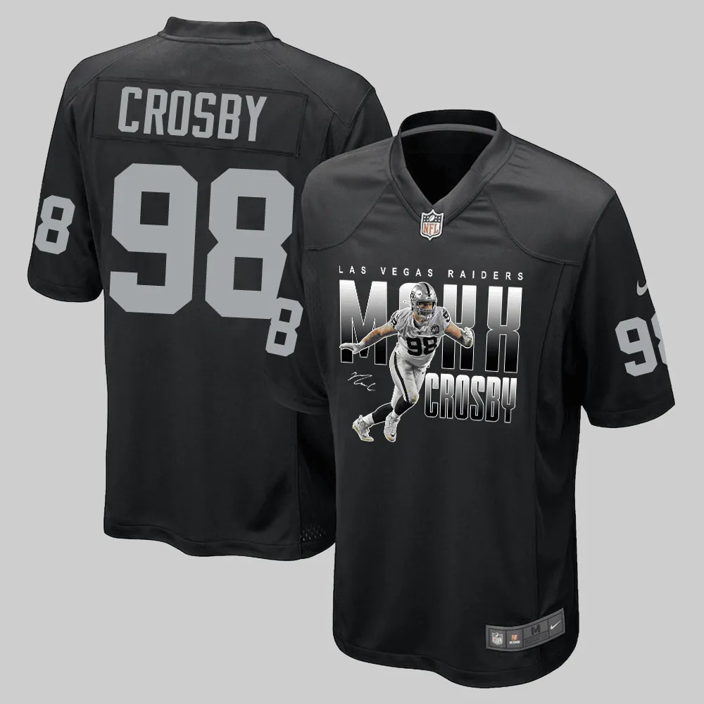 Maxx Crosby 98 Las Vegas Raiders Drive to Victory Game Jersey – Men, Black