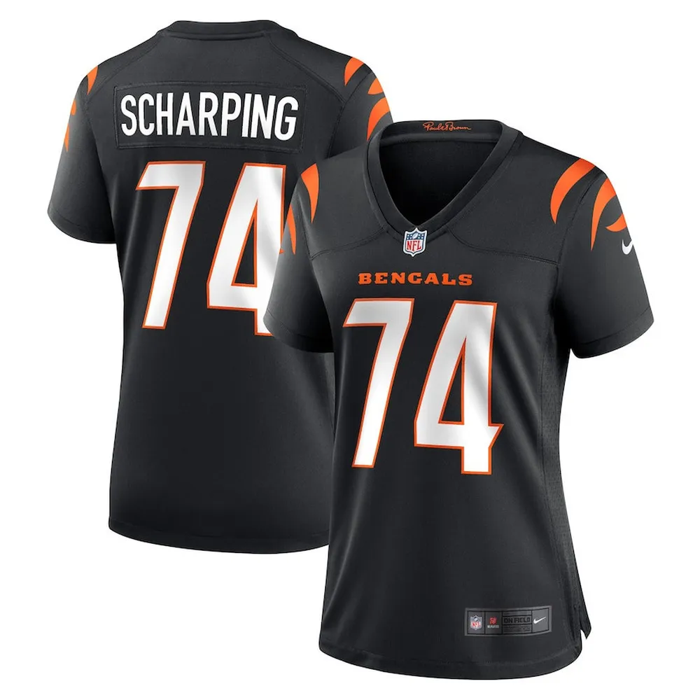 Max Scharping 74 Cincinnati Bengals Women’s Game Jersey – Black