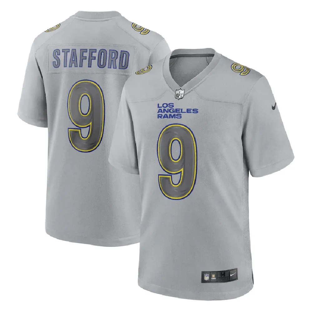 Matthew Stafford 9 Los Angeles Rams Men Atmosphere Fashion Game Jersey – Gray