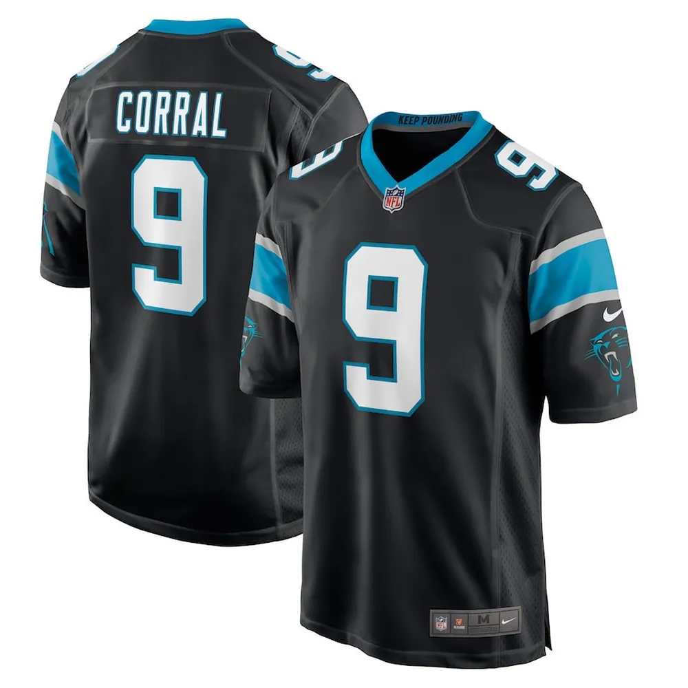 Matt Corral 9 Carolina Panthers Men’s Game Jersey – Black