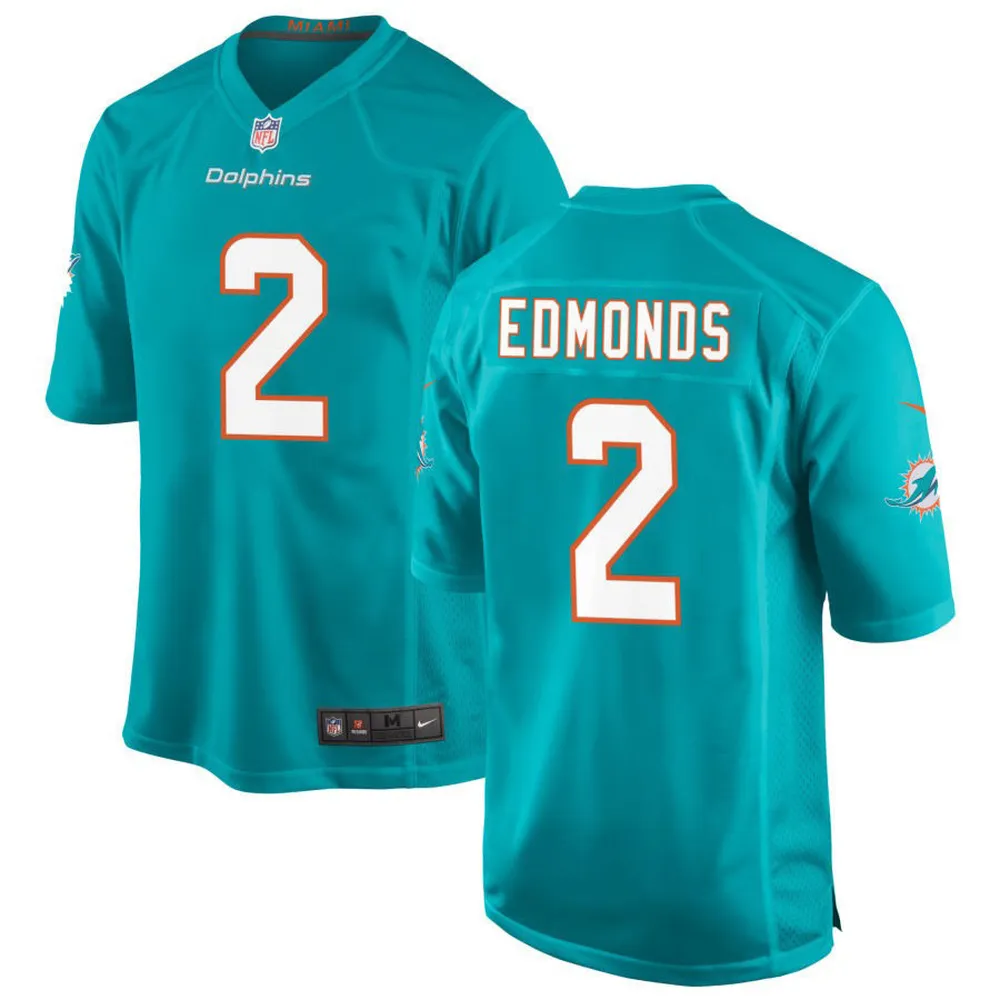 Miami Dolphins Chase Edmonds 2 Game Jersey – Aqua Jersey