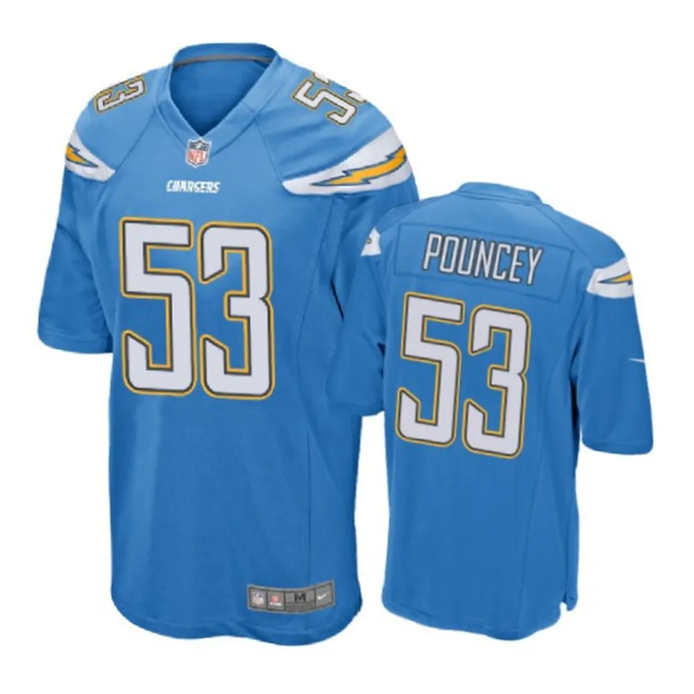 Men’s Los Angeles Chargers 53 Mike Pouncey Powder Blue Game Jersey