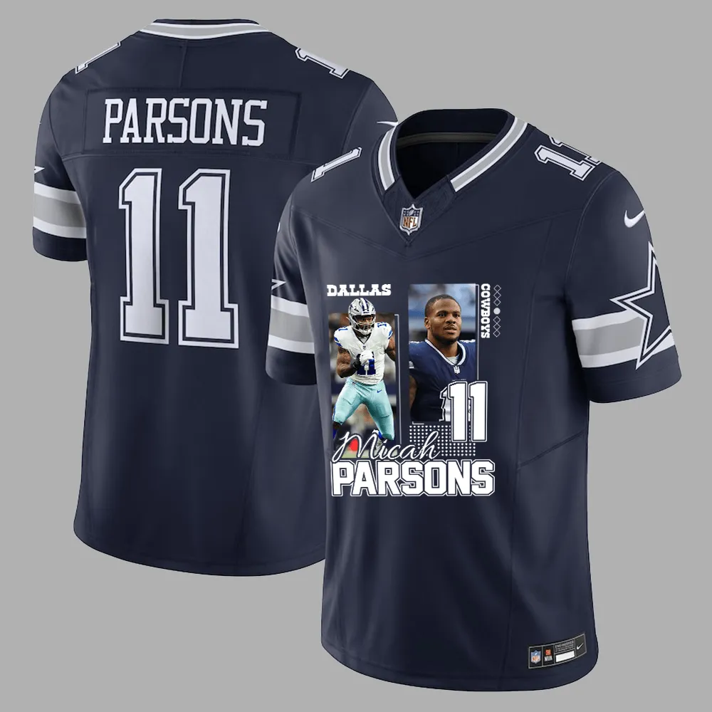 Micah Parsons 11 Dallas Cowboys Art Design Game Jersey – Men, Navy