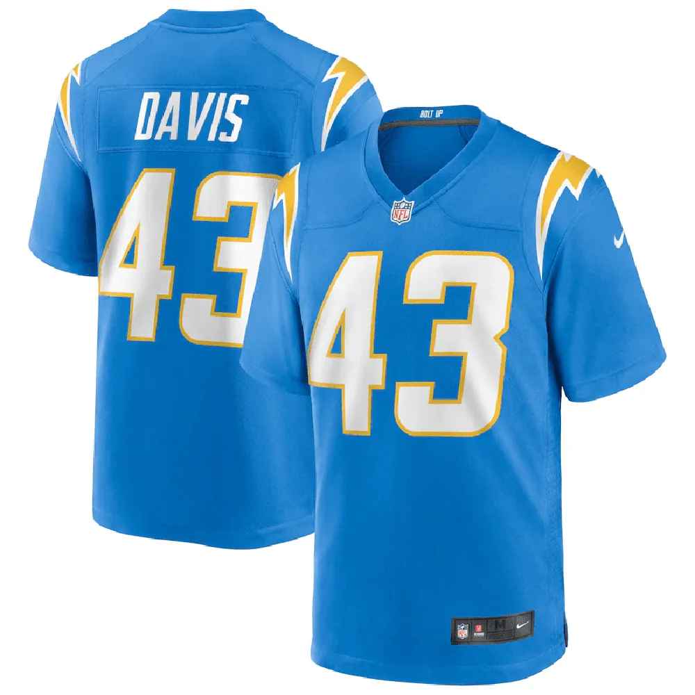 Michael Davis 43 Los Angeles Chargers Game Jersey – Powder Blue