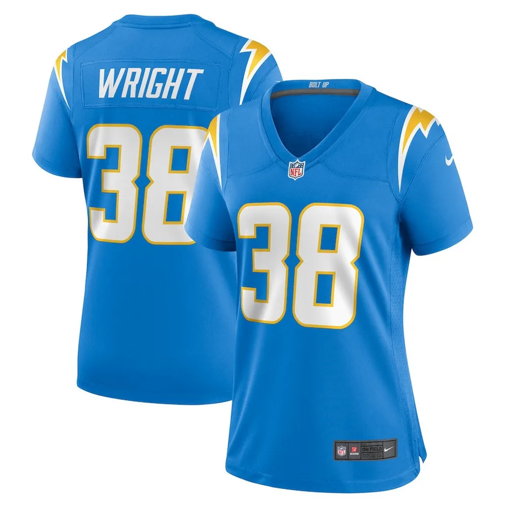 Milton Wright 38 Los Angeles Chargers Women’s Game Jersey – Powder Blue