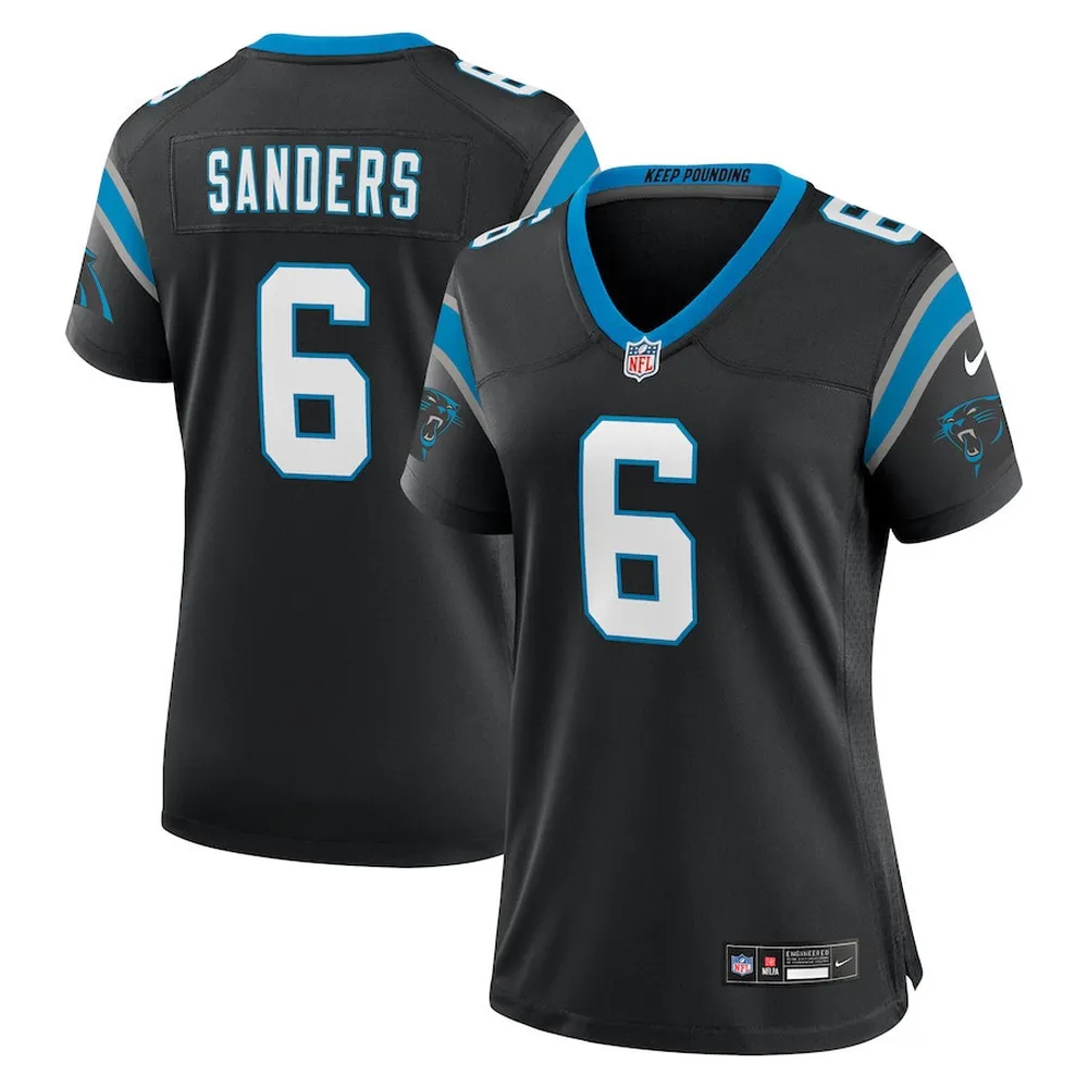 Miles Sanders 6 Carolina Panthers Women’s Team Game Jersey – Black