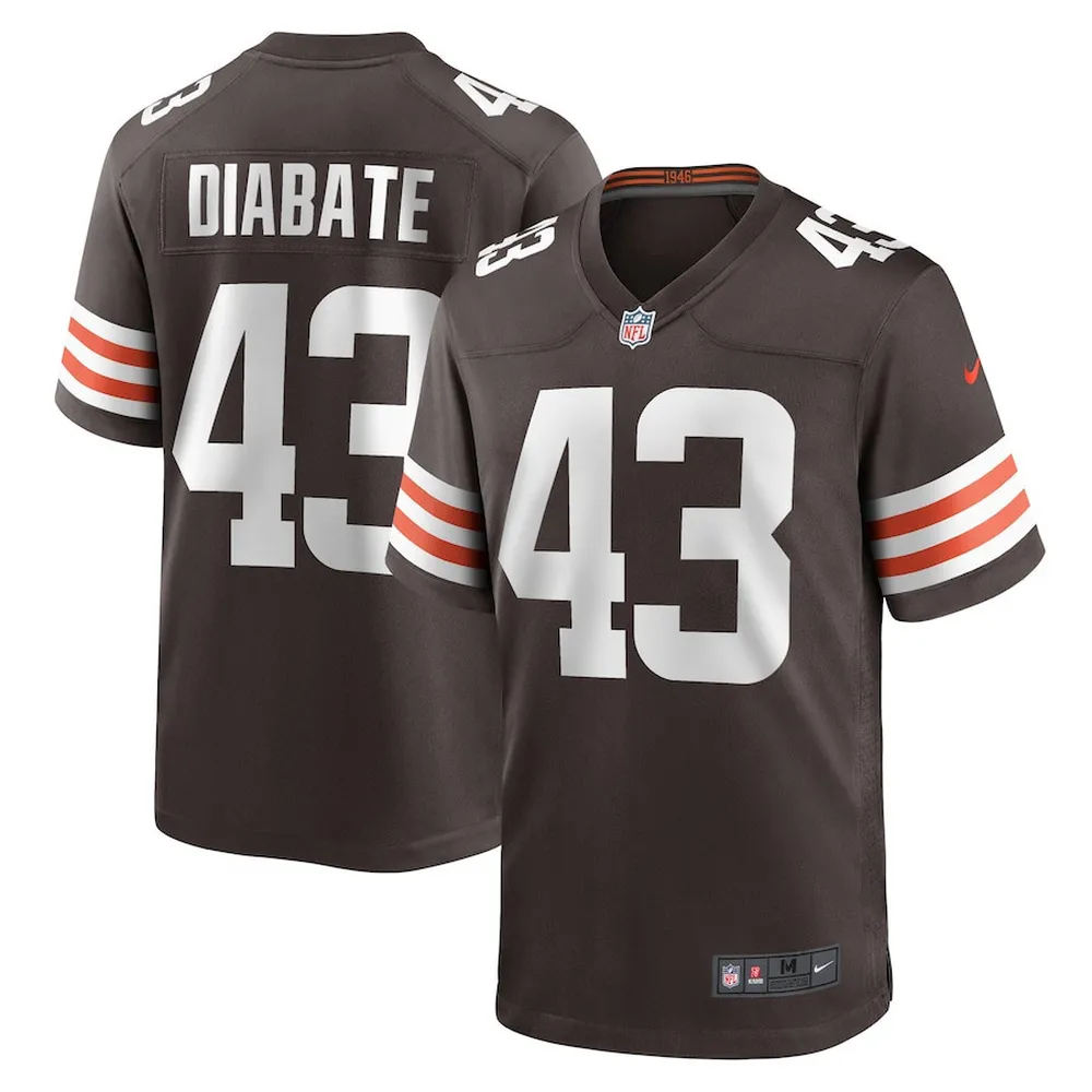 Mohamoud Diabate 43 Cleveland Browns Men Team Game Jersey – Brown