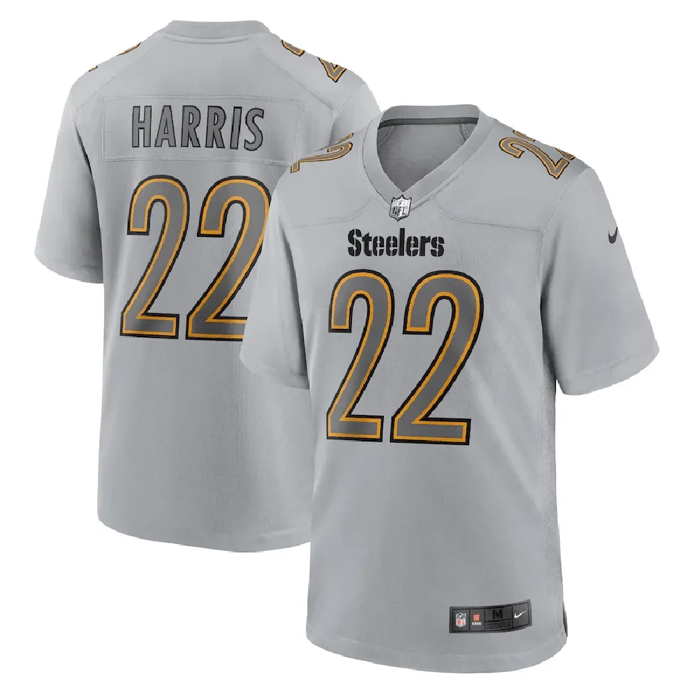 Najee Harris 22 Pittsburgh Steelers Men Atmosphere Fashion Game Jersey – Gray