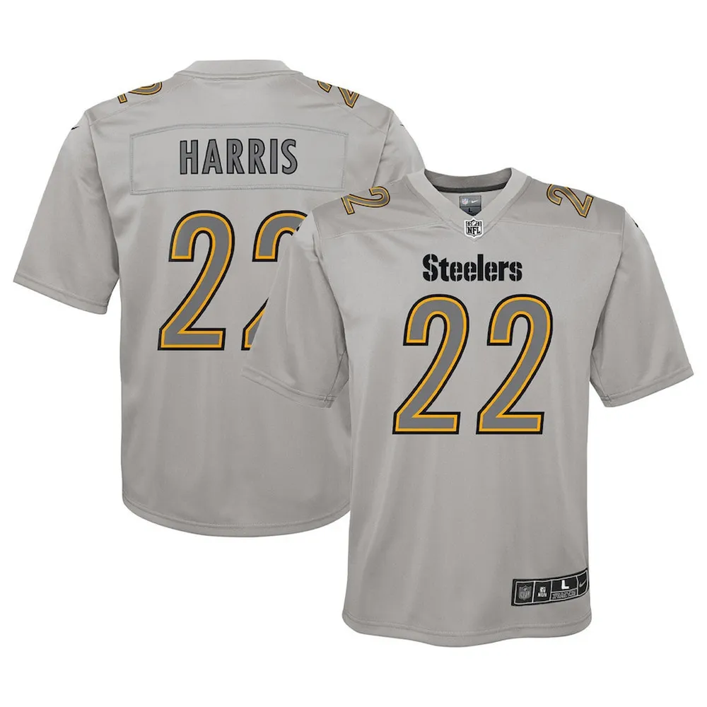 Najee Harris 22 Pittsburgh Steelers Youth Atmosphere Game Jersey – Gray