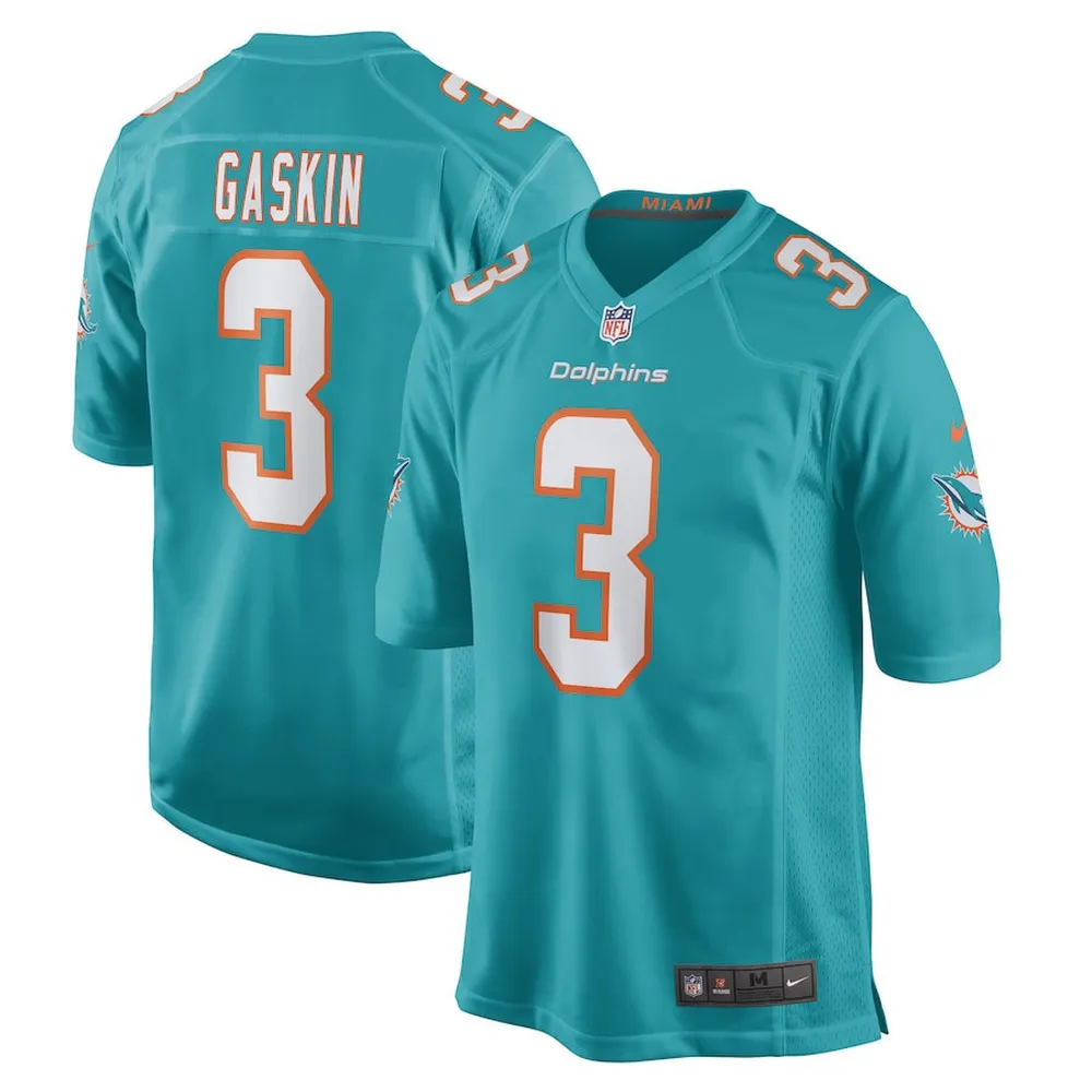 Myles Gaskin 3 Miami Dolphins Men Game Jersey – Aqua