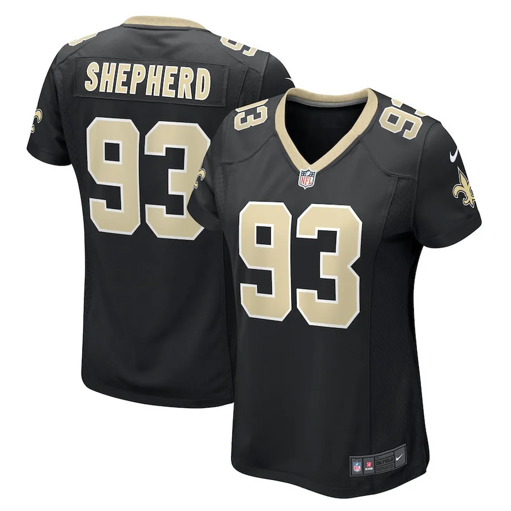 Nathan Shepherd 93 New Orleans Saints Women’s Game Jersey – Black