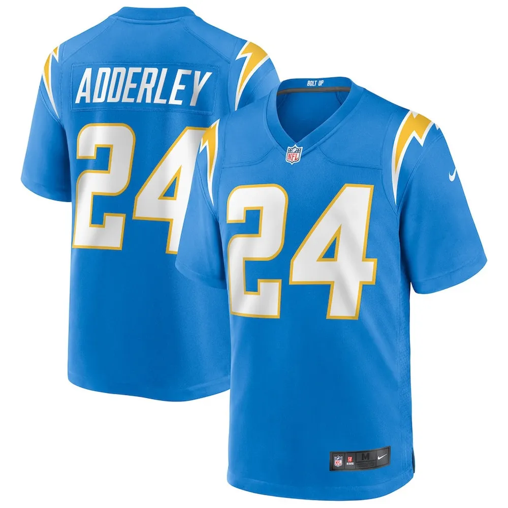 Nasir Adderley 24 Los Angeles Chargers Game Jersey – Powder Blue