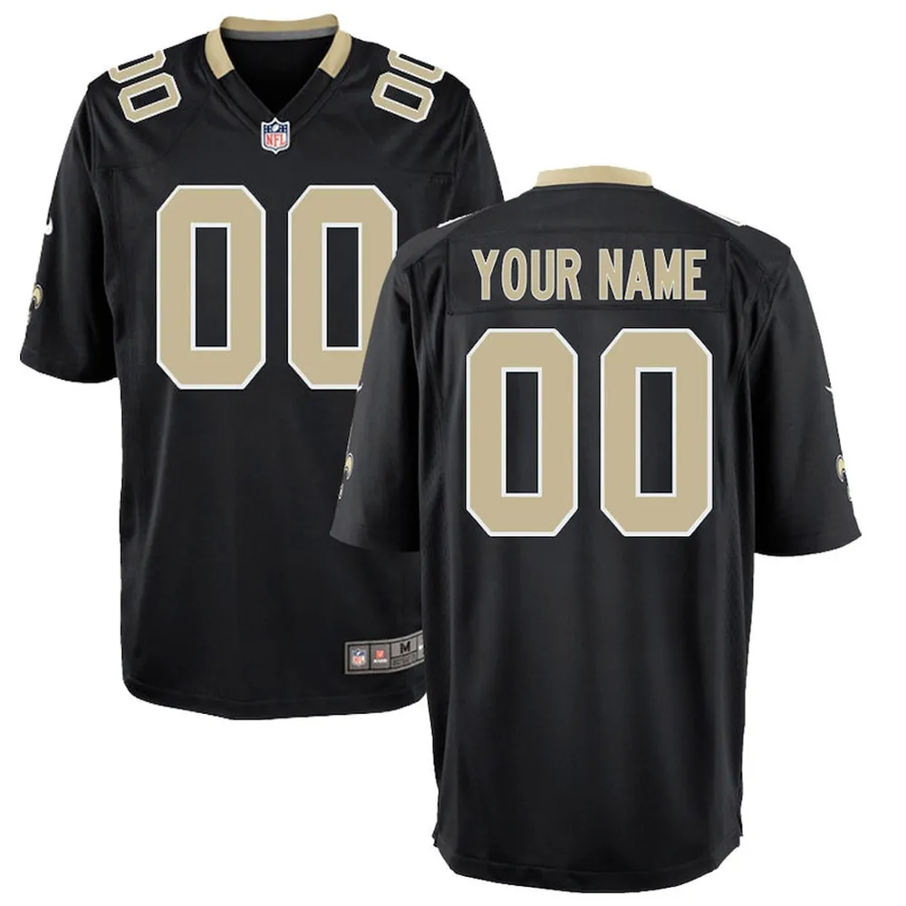 New Orleans Saints Youth Custom 00 Game Jersey – Black