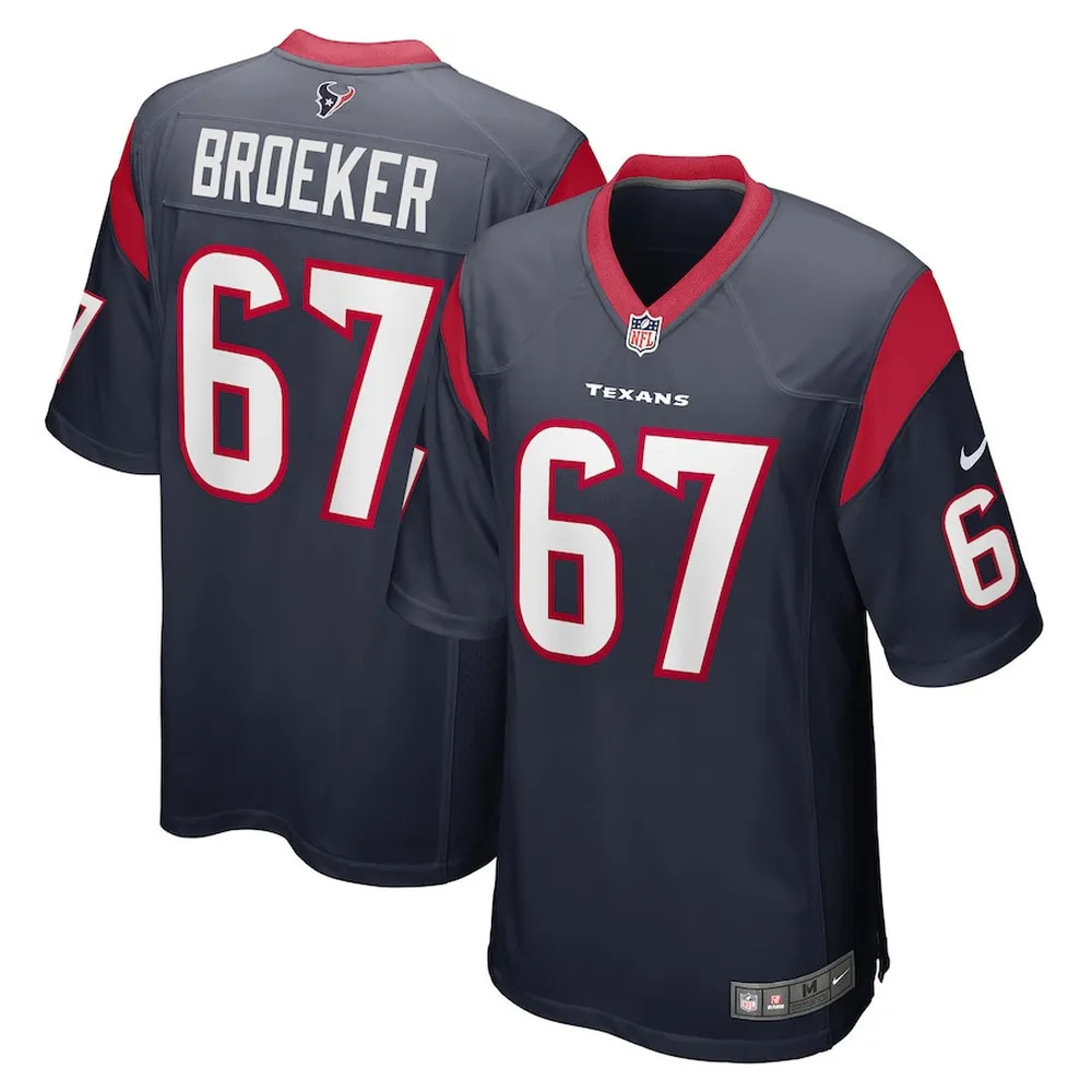 Nick Broeker 64 Houston Texans Men’s Team Game Jersey – Navy