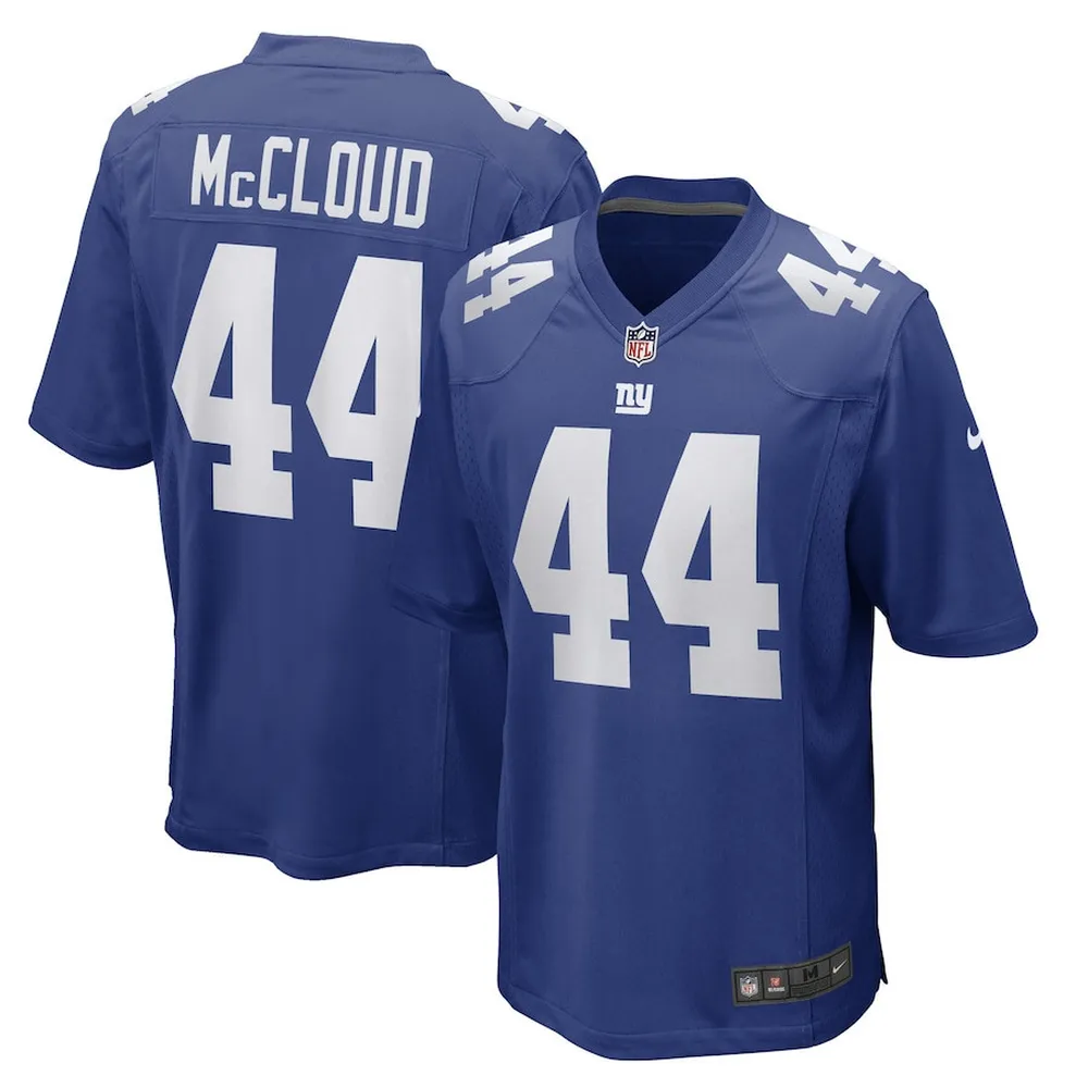 Nick McCloud 44 New York Giants Game Player Jersey – Royal