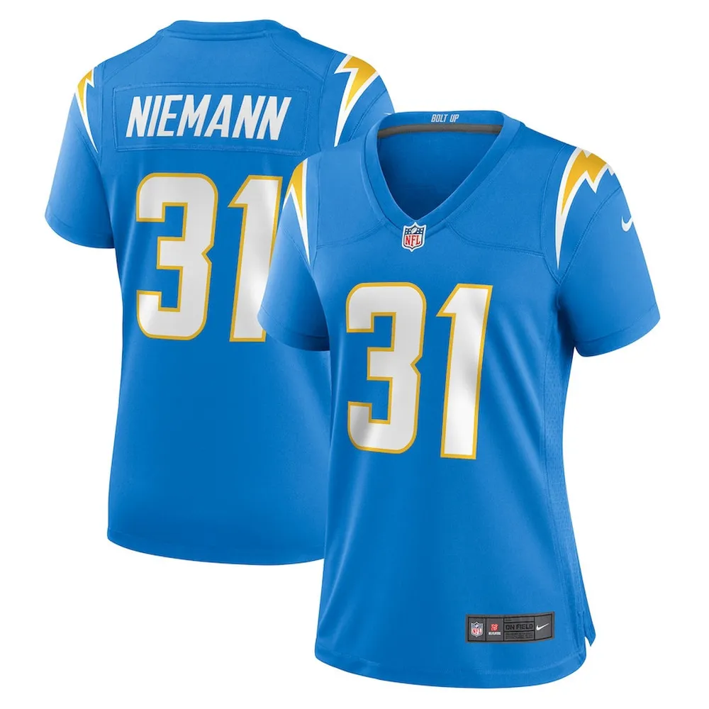 Nick Niemann 31 Los Angeles Chargers Women’s Game Player Jersey – Powder Blue