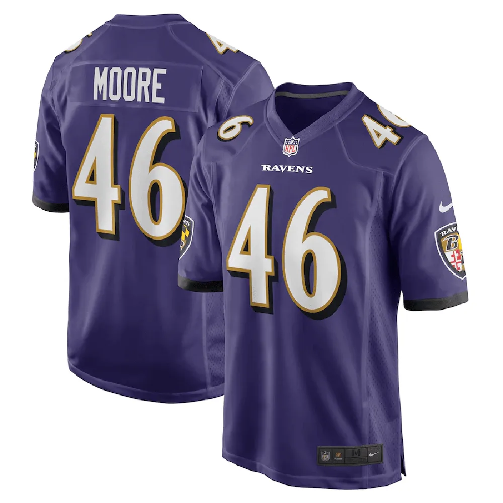 Nick Moore 46 altimore Ravens Game Jersey – Purple