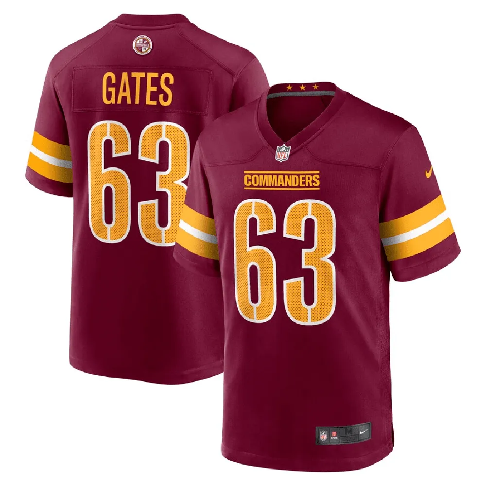 Nick Gates 63 Washington Commanders Men Game Jersey – Burgundy