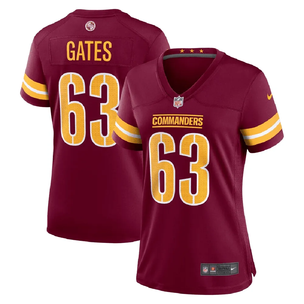 Nick Gates 63 Washington Commanders Women Game Jersey – Burgundy