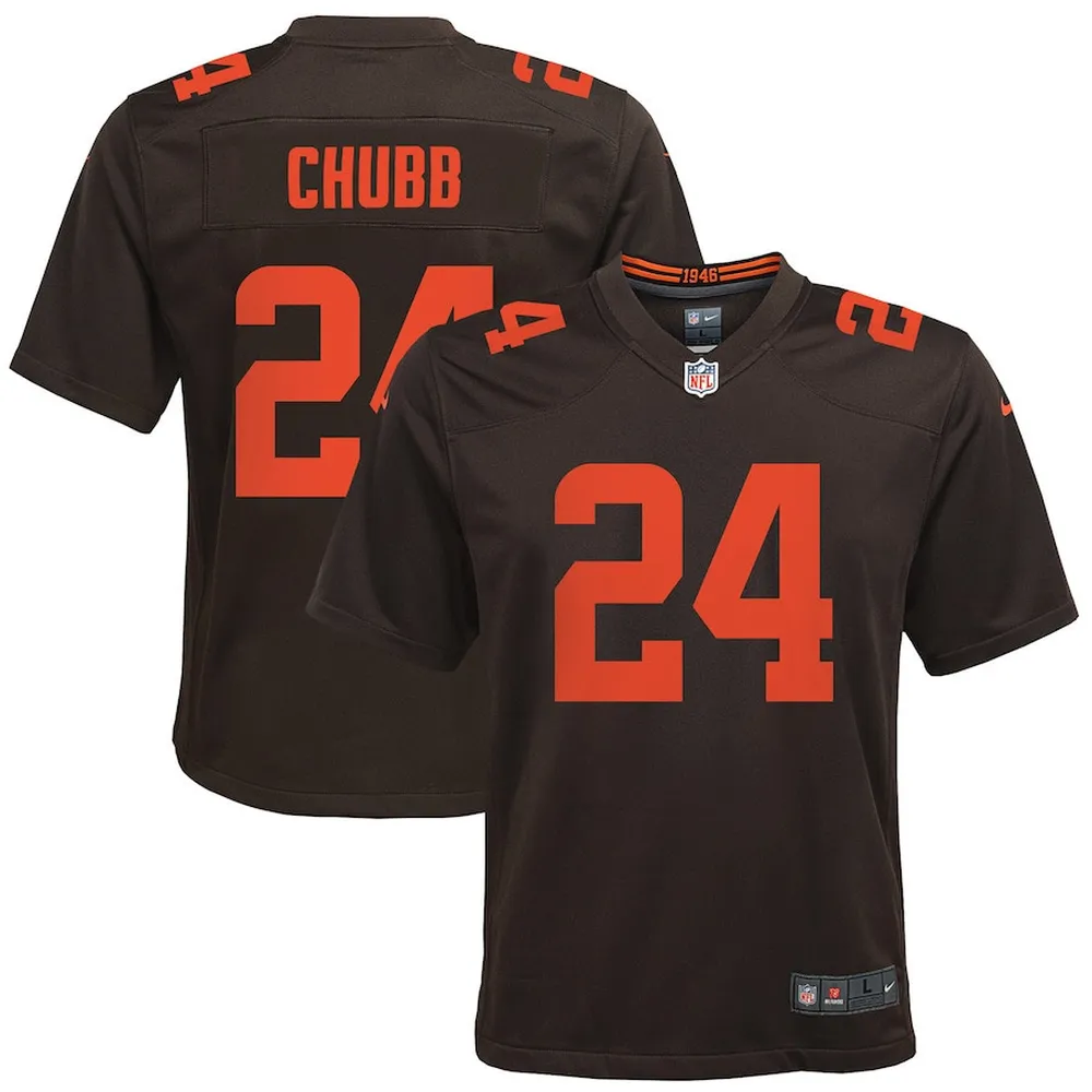 Nick Chubb 24 Cleveland Browns Youth Atmosphere Game Jersey – Gray