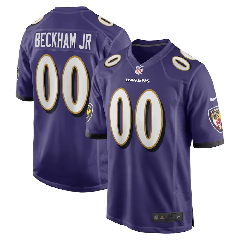 Odell Beckham Jr. 00 Baltimore Ravens Men Game Jersey – Purple