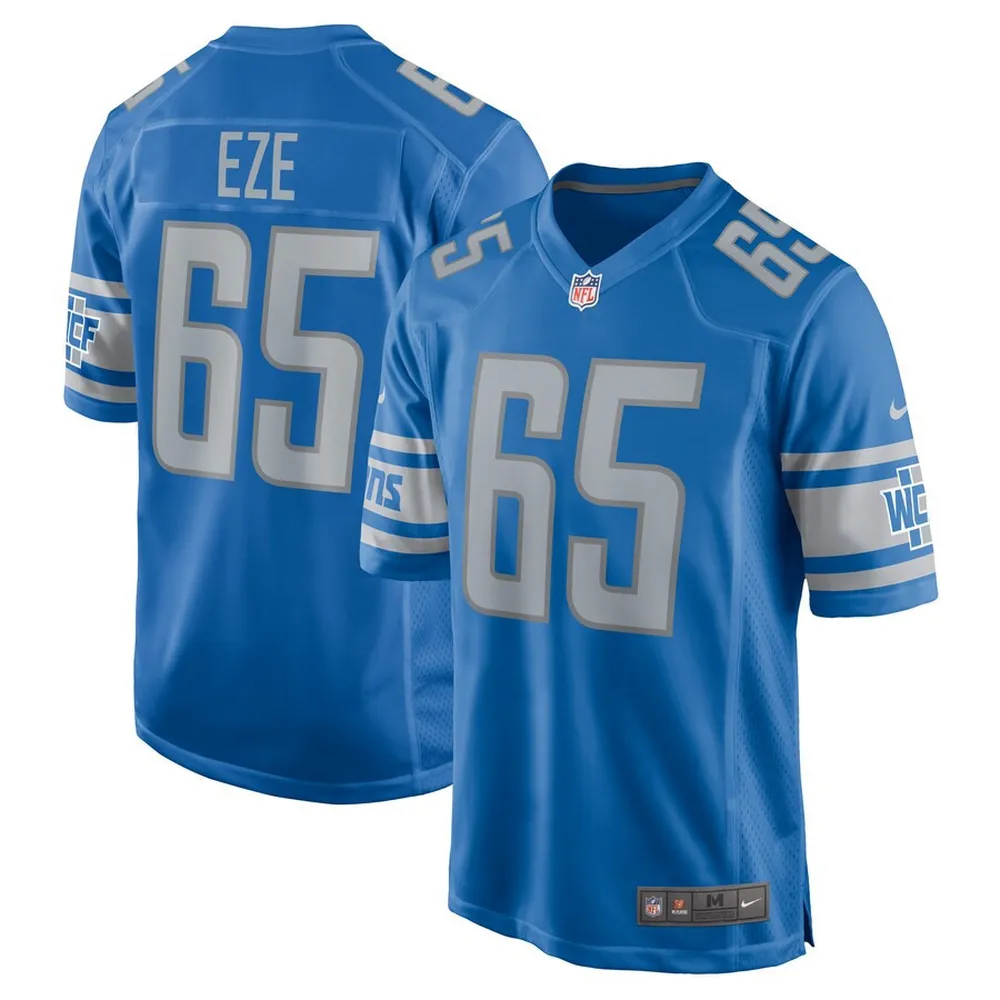 Obinna Eze Detroit Lions Player Game Jersey – Blue