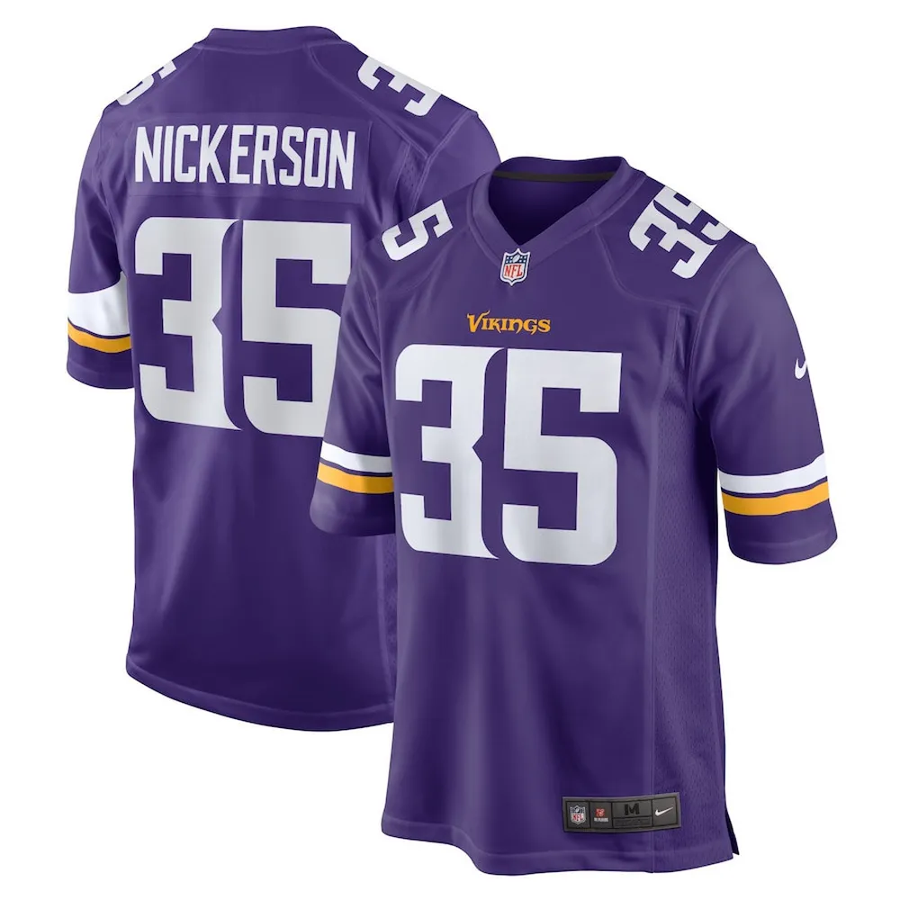 Parry Nickerson 35 Minnesota Vikings Home Game Player Jersey – Purple