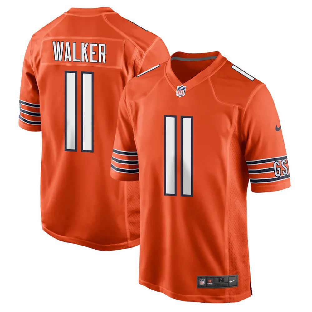 P. Walker 11 Chicago Bears Men Alternate Game Jersey – Orange