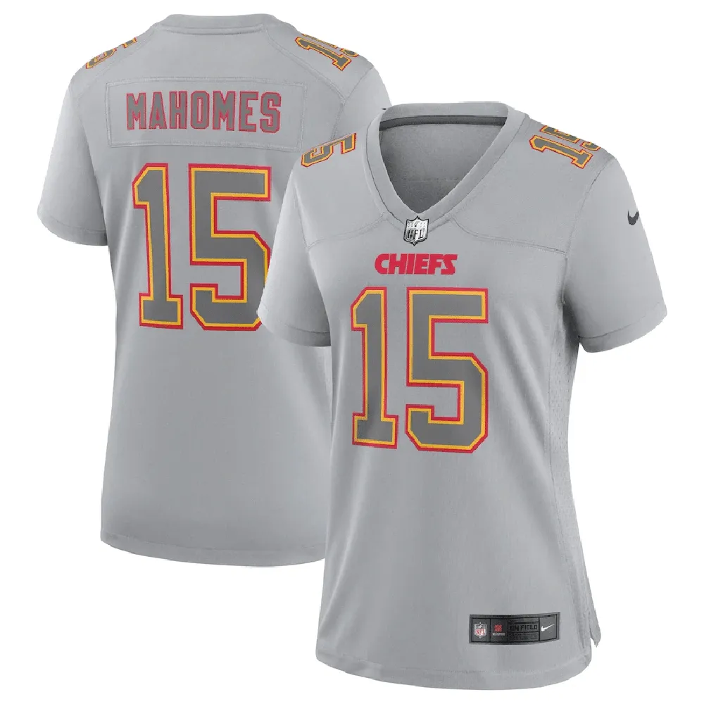 Patrick Mahomes 15 Kansas City Chiefs Women’s Atmosphere Fashion Game Jersey – Gray