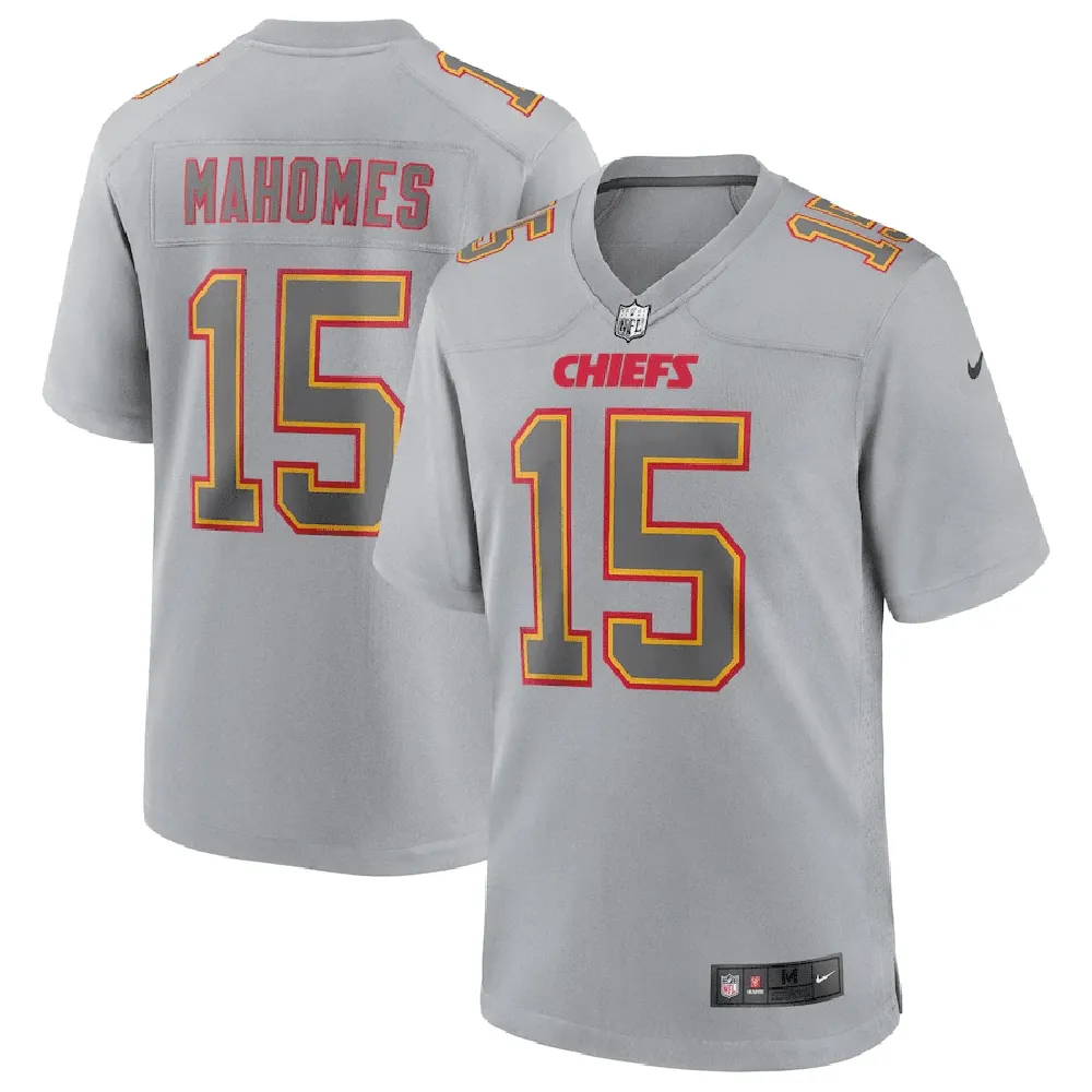 Patrick Mahomes 15 Kansas City Chiefs Atmosphere Fashion Game Jersey – Gray