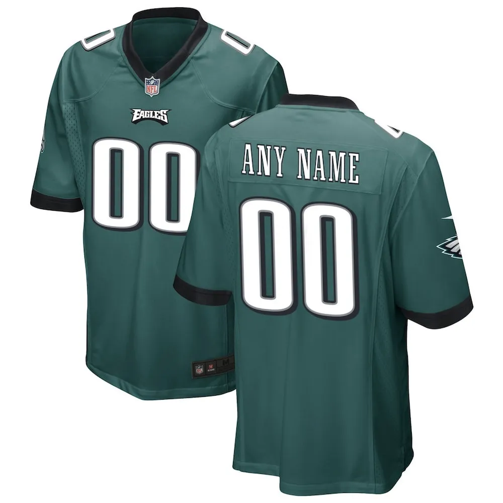 Philadelphia Eagles Custom 00 Game Jersey – Midnight Green