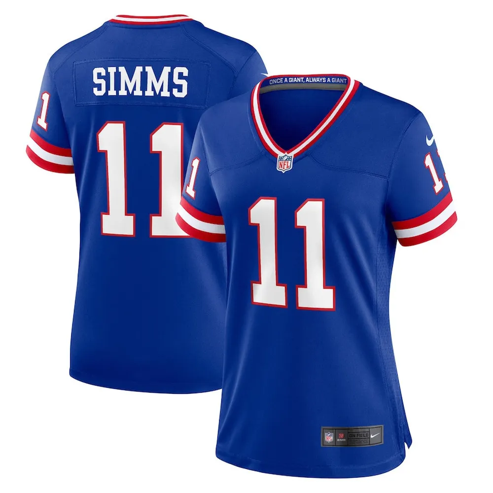 Phil Simms 11 New York Giants Women’s Classic Retired Player Game Jersey – Royal